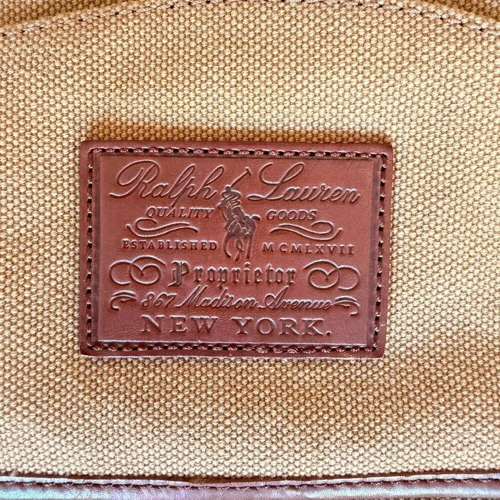 Ralph Lauren Leather-Trim Canvas Briefcase NWT